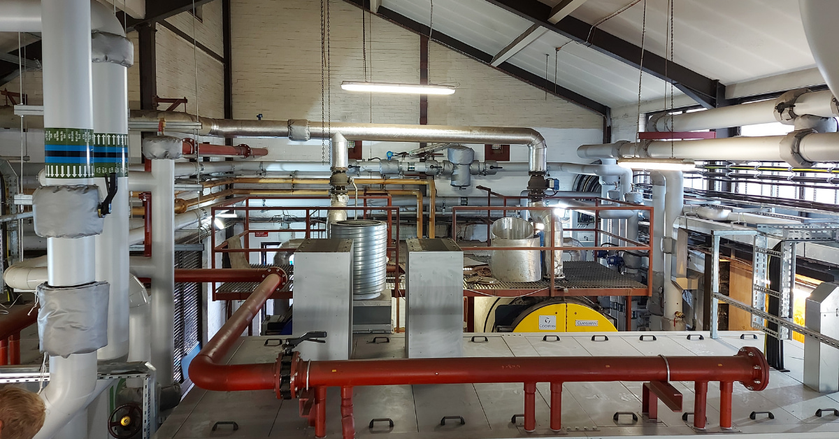 The ‘plant room’ with the installed heat pump at Newington Estate, Southwark.